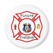 Future Firefighter Red Maltese magnets by bonfirefirefighters Future Firefighter Red Maltese magnets