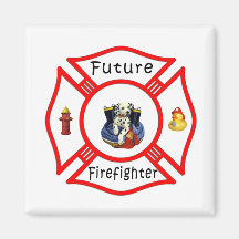 Future Firefighter Red Maltese Magnet