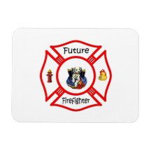 Future Firefighter Red Maltese Magnets