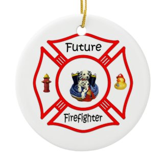 Future Firefighter Red Maltese ornament
