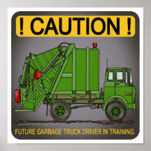 Future Garbage Truck Green Driver Poster Print