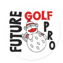 Future Golf Pro Sock Monkey Round Stickers