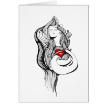 artsprojekt,maternity,baby,way,future,mom,parents,dad,pregnant,pregnancy,union,com,expecting,expectant,mother,female,femme,woman,whimsical,heart,pose,life,portrait,graphic,black,white,fantasy,patricia,vidour,arte,girl,illustration,decor,modern, Card with custom graphic design