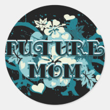 Future Mom - Hearts and Flowers Round Stickers