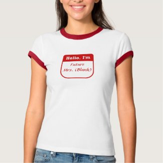 Future Mrs. personalized t-shirt. Future Mrs. personalized bride to be t-shirts and gifts.