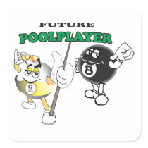 Future Pool Player Square Stickers