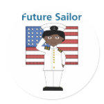 Future Sailor Boy African American Round Stickers