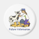 Future Vet - Girl with Cow Refrigerator Magnets
