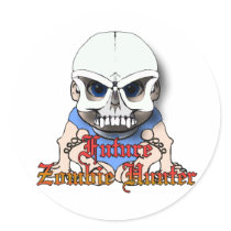 Future Zombie hunter Round Sticker