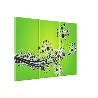 Futuristic abstract flowers-Lime canvas print wrappedcanvas