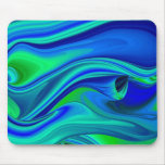 futuristic, Abstract into green and blue Mousepads