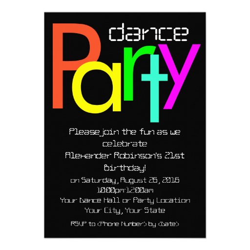 Futuristic Fun 5x7 Dance Party Invitation