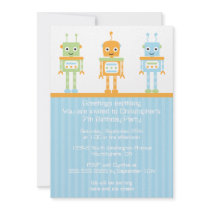 Futuristic robot boy's birthday party invitation