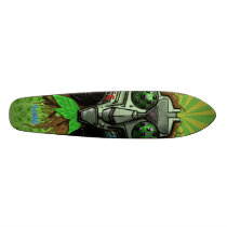Futuristic sasquatch in the city custom skate board