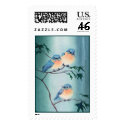 FUZZY BLUEBIRDS by SHARON SHARPE postage