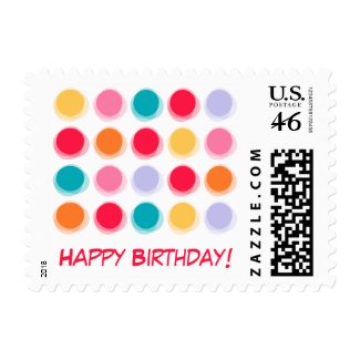 Fuzzy Blur Color Dots Fun Birthday Party Stamps