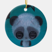 panda, sugar, fueled, sugarfueled, coallus, michael, banks, teal, fuzzy, bigeye, Ornament with custom graphic design