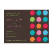 Fuzzy Color Dots Save The Date Wedding Postcard