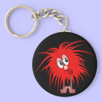 Fuzzy red Hairball Keychain keychains