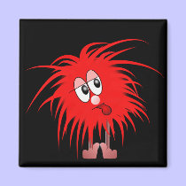 Fuzzy Red Hairball Magnet magnets