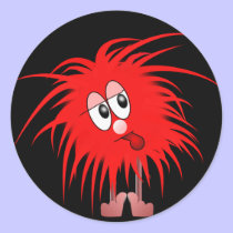 Fuzzy Red Hairball Sticker stickers