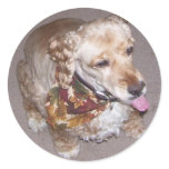 Fuzzy Tongue Round Stickers