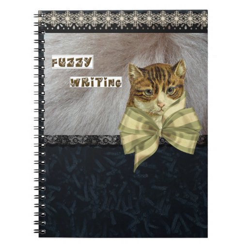 Fuzzy Writing Cat Artwork Spiral Notebook Zazzle