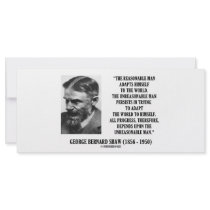 G. B. Shaw Progress Depends Upon Unreasonable Man Personalized Rack Card