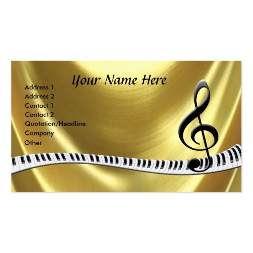 G-Clef Gold Piano Keyboard Business Card