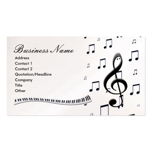 G-Clef & Music Keyboard Business Cards (front side)