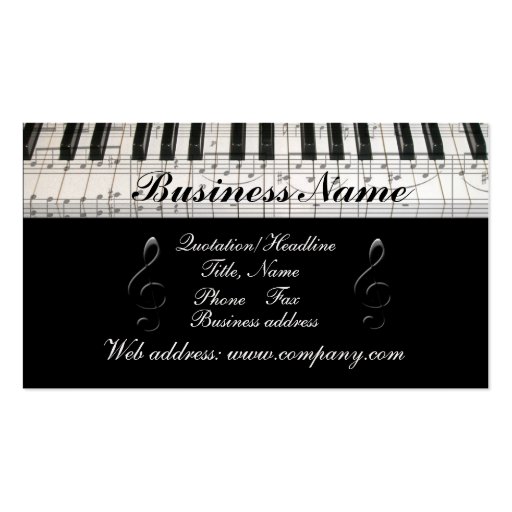 G-Clef Music Notes Piano Keyboard Business Card