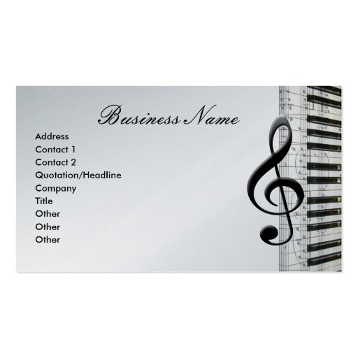 G-Clef & Piano Keyboard Music Notes Business Cards