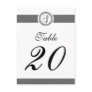 G Dot Circle Monogram Table Number (Black / Gray) Postcards