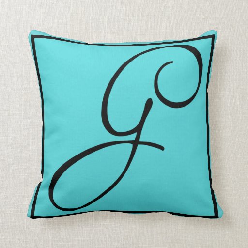 G INITIAL PILLOW Letter G on Aqua Background Zazzle