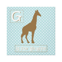 "G" is for Giraffe Square Gallery Wrapped Canvas