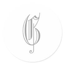 G Letter Monogram Sticker Grey Old English by monogramgallery G Letter Monogram Sticker Grey Old English