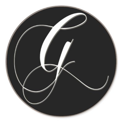 G monogram - elegant black and white round sticker