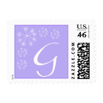 G Monogram (Violet Purple Dill Flower) Postage