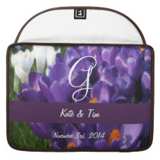 G Purple Crocus Flower Monogram Sleeve For MacBooks