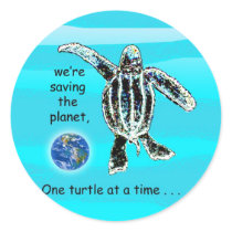 GA Sticker One Turtle At a Time Large copy by t_shirts2saveturtles GA Sticker One Turtle At a Time Large copy
