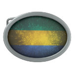 Gabon Flag Firework Oval Belt Buckles