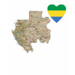 Gabon Flag Heart Map Fitted AA T-Shirt