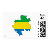 Gabon flag map postage