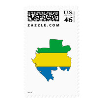 Gabon flag map postage