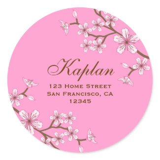 Gabriella 3" Pink Blossoms Round Address Label