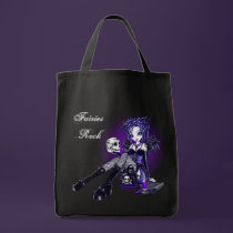 "Gabriella" Gothic Blue Purple Angel Skull Art Bag