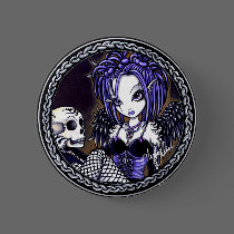 Gabriella Gothic Blue Skull Angel button by mykajelina Gabriella Gothic Blue Skull Angel button