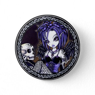 Gabriella Gothic Blue Skull Angel button button