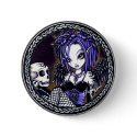 Gabriella Gothic Blue Skull Angel button by mykajelina Gabriella Gothic Blue Skull Angel button