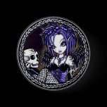 Gabriella Gothic Blue Skull Angel button